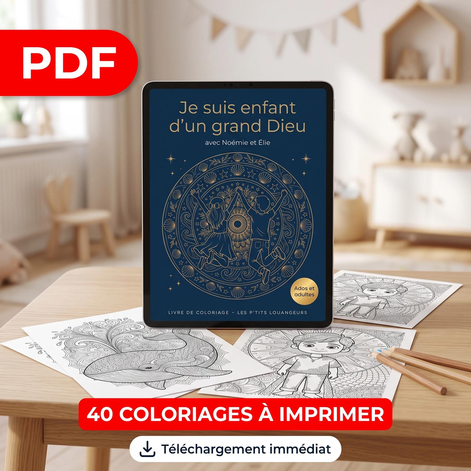 Coloriage chrétien PDF adultes et ados – Je suis enfant d'un grand Dieu