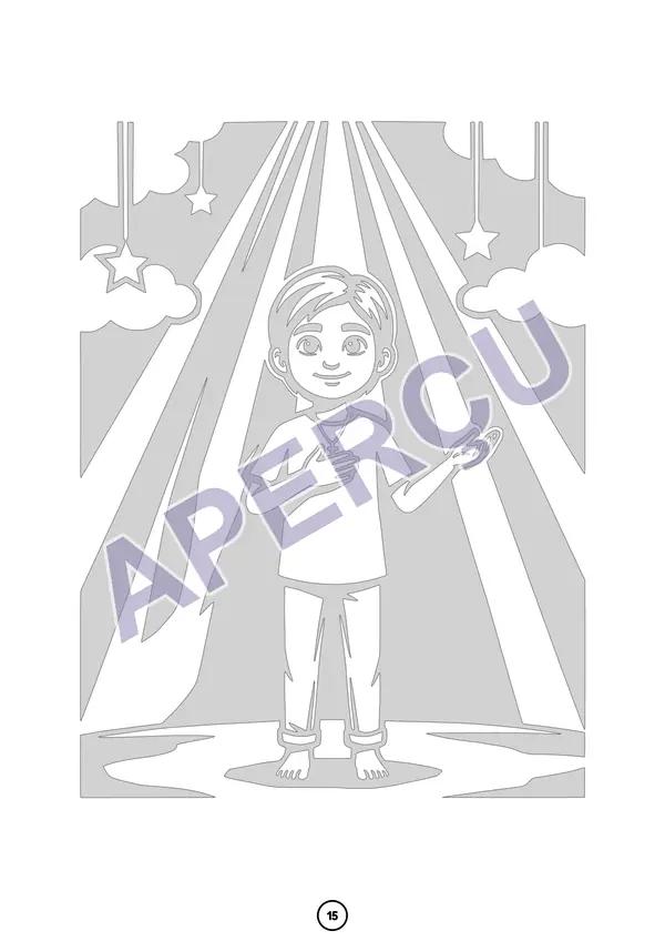 Page à colorier 5 sur 12 du livre « Je suis enfant d'un grand Dieu » Monochrome