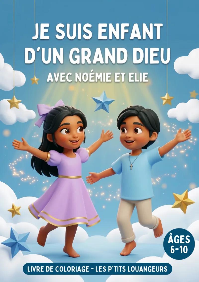Couverture du livre de coloriage « Je suis enfant d'un grand Dieu » pour les 6-10 ans