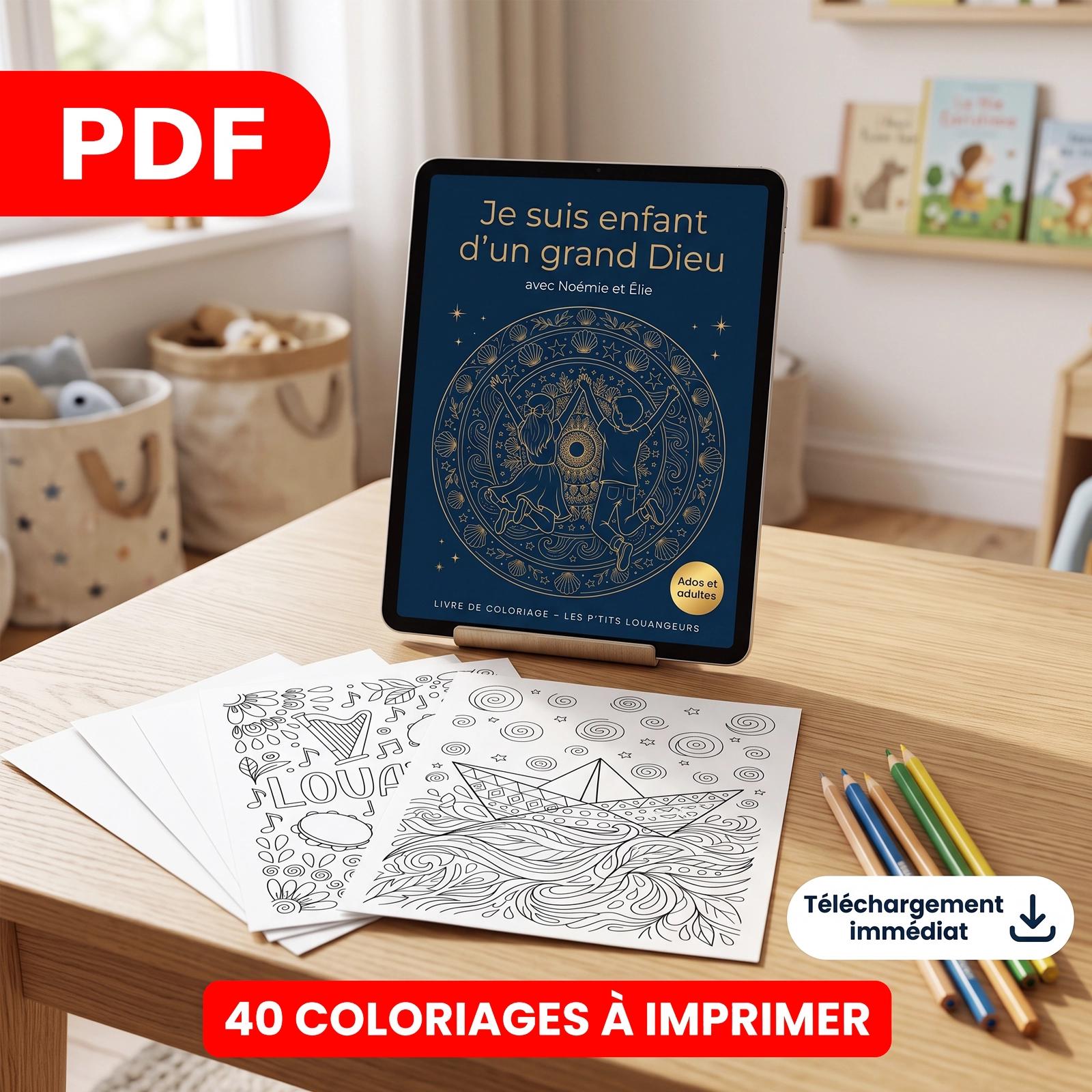 Coloriage chrétien PDF adultes et ados – Je suis enfant d'un grand Dieu