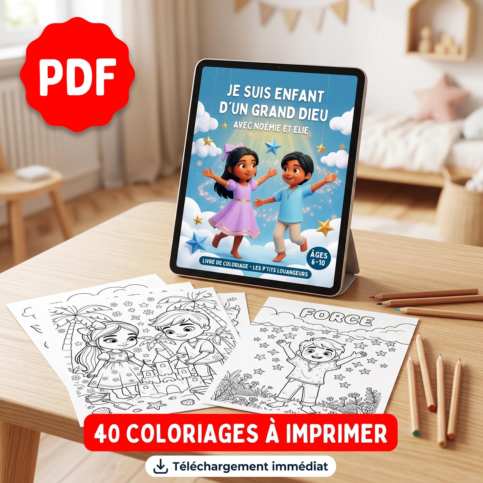 Coloriage chrétien PDF 6-10 ans – Je suis enfant d'un grand Dieu